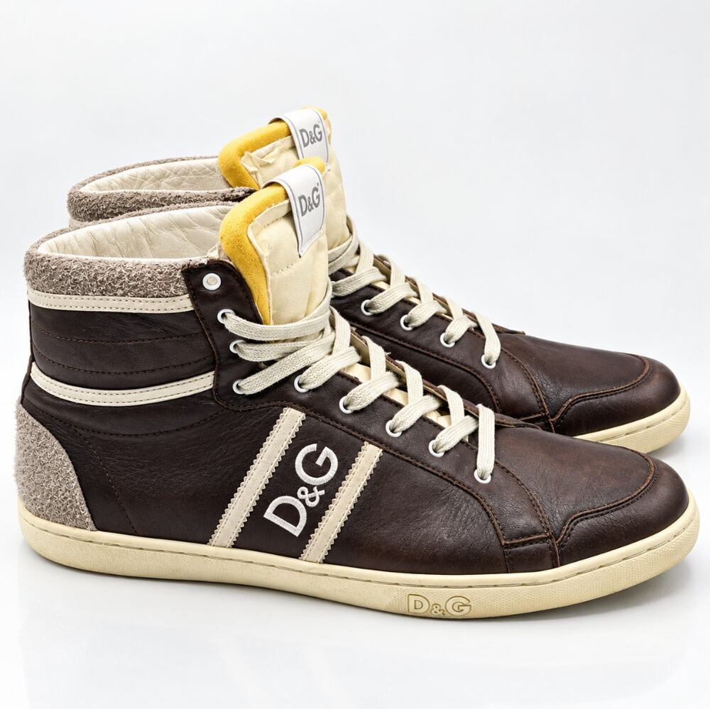 DOLCE & GABBANA Y2K Butterfly High Top Sneakers Brown Sz 42/US 8.5 $890
